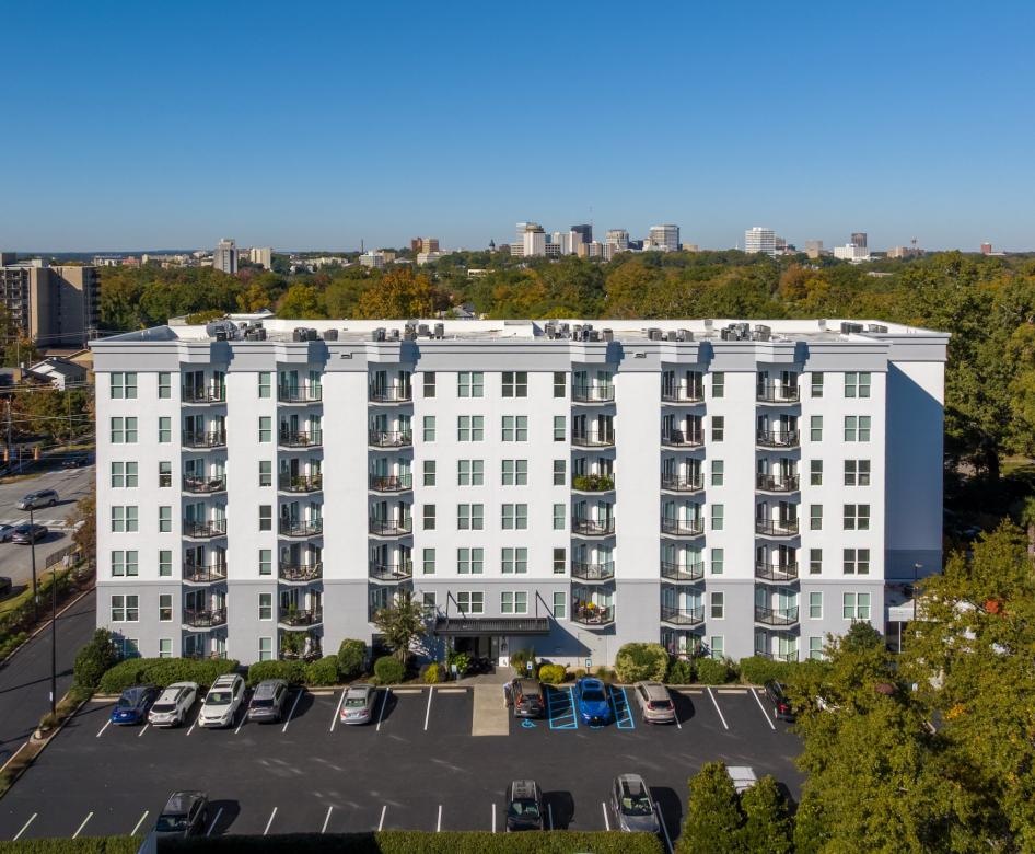 a large white building with many windows
