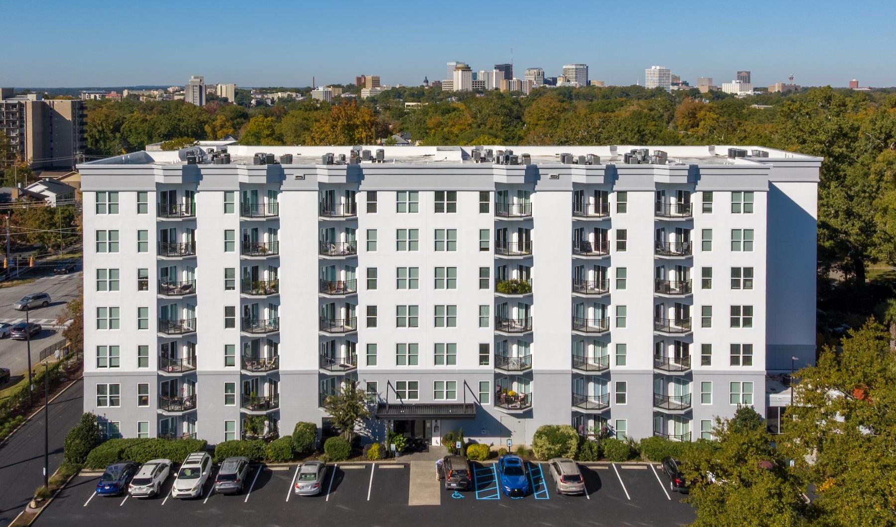 a large white building with many windows